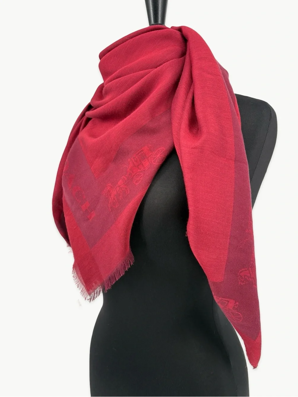 Coach Horse & Carriage Border Oversized Square Scarf 1941 Red NWT